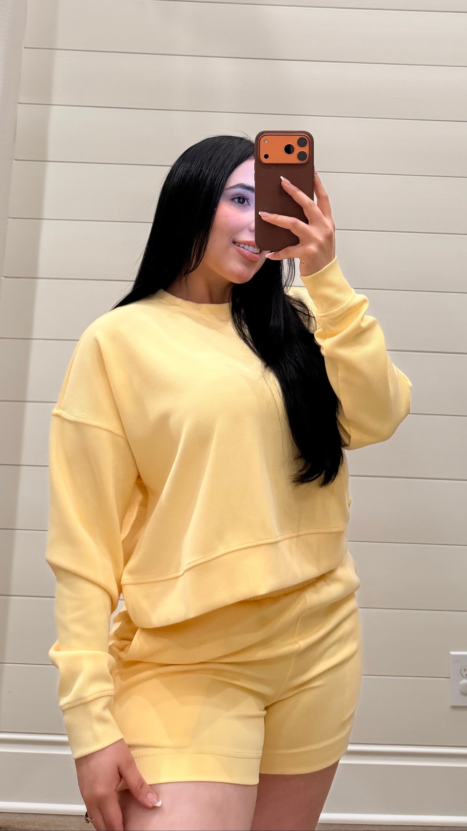 Yellow Long Sleeve Short Set