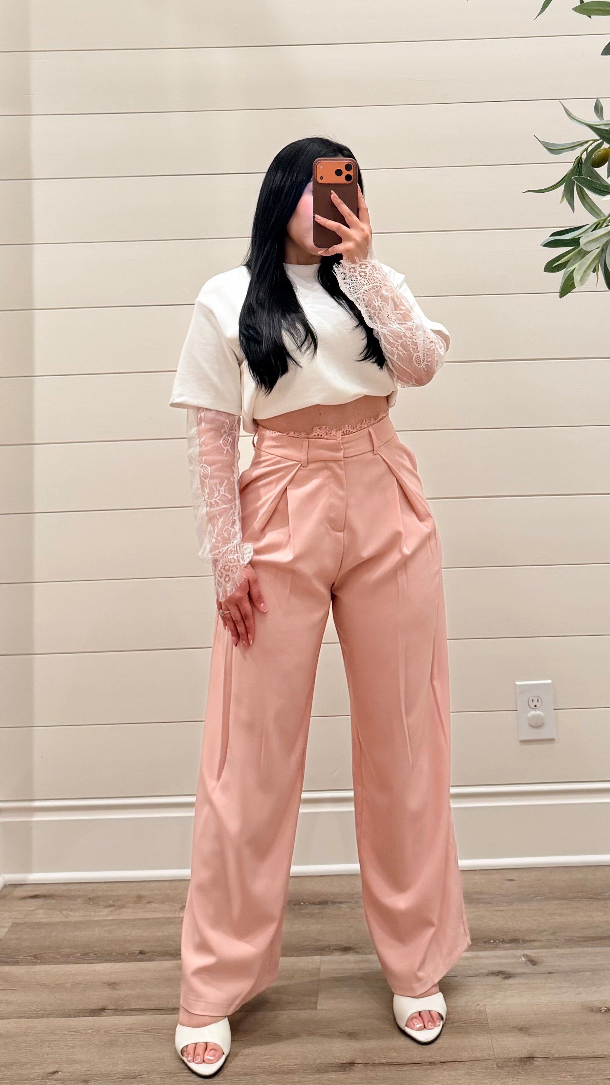 Pink Lace Dress Pants