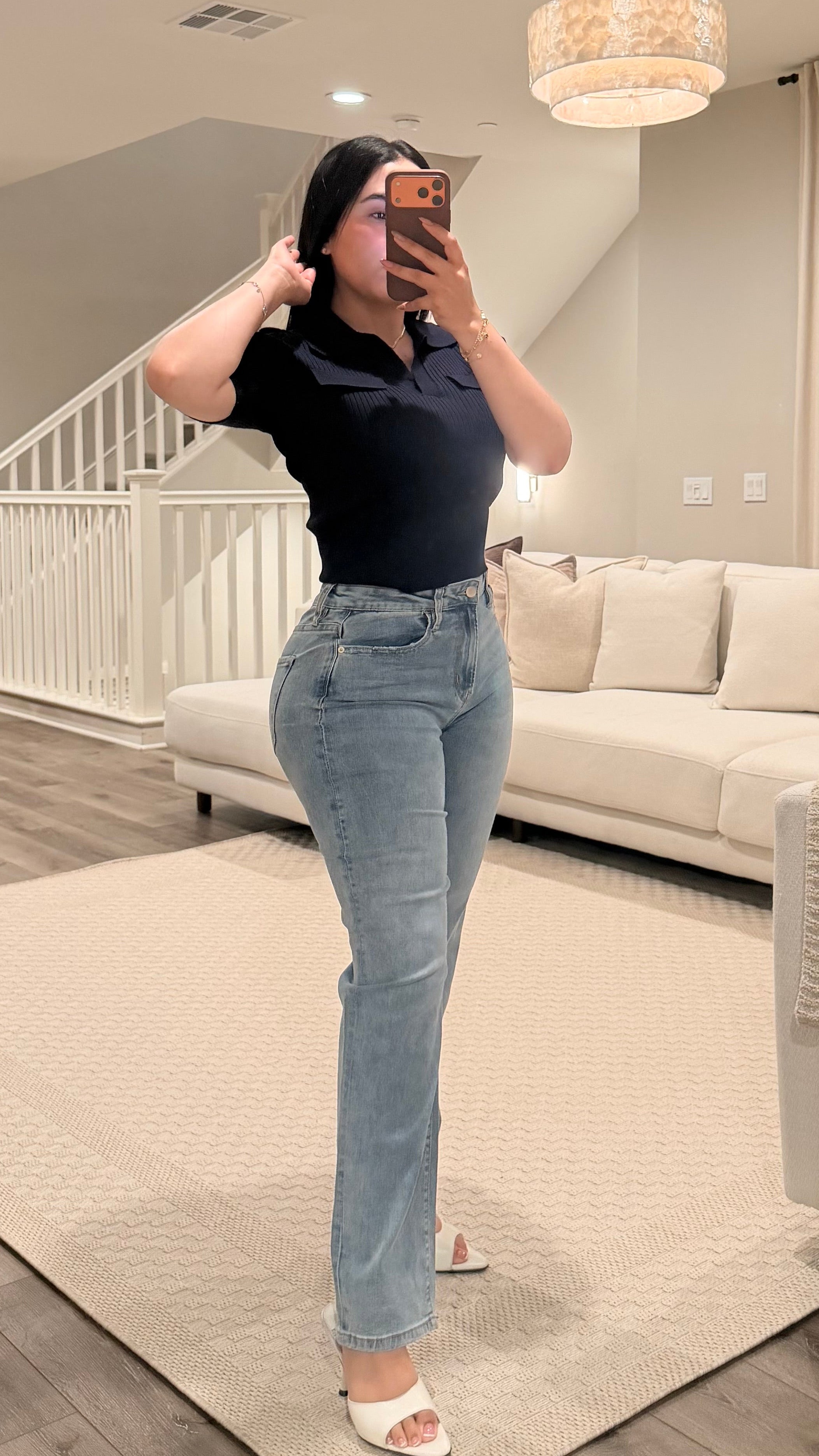 High Rise Straight Leg Jeans