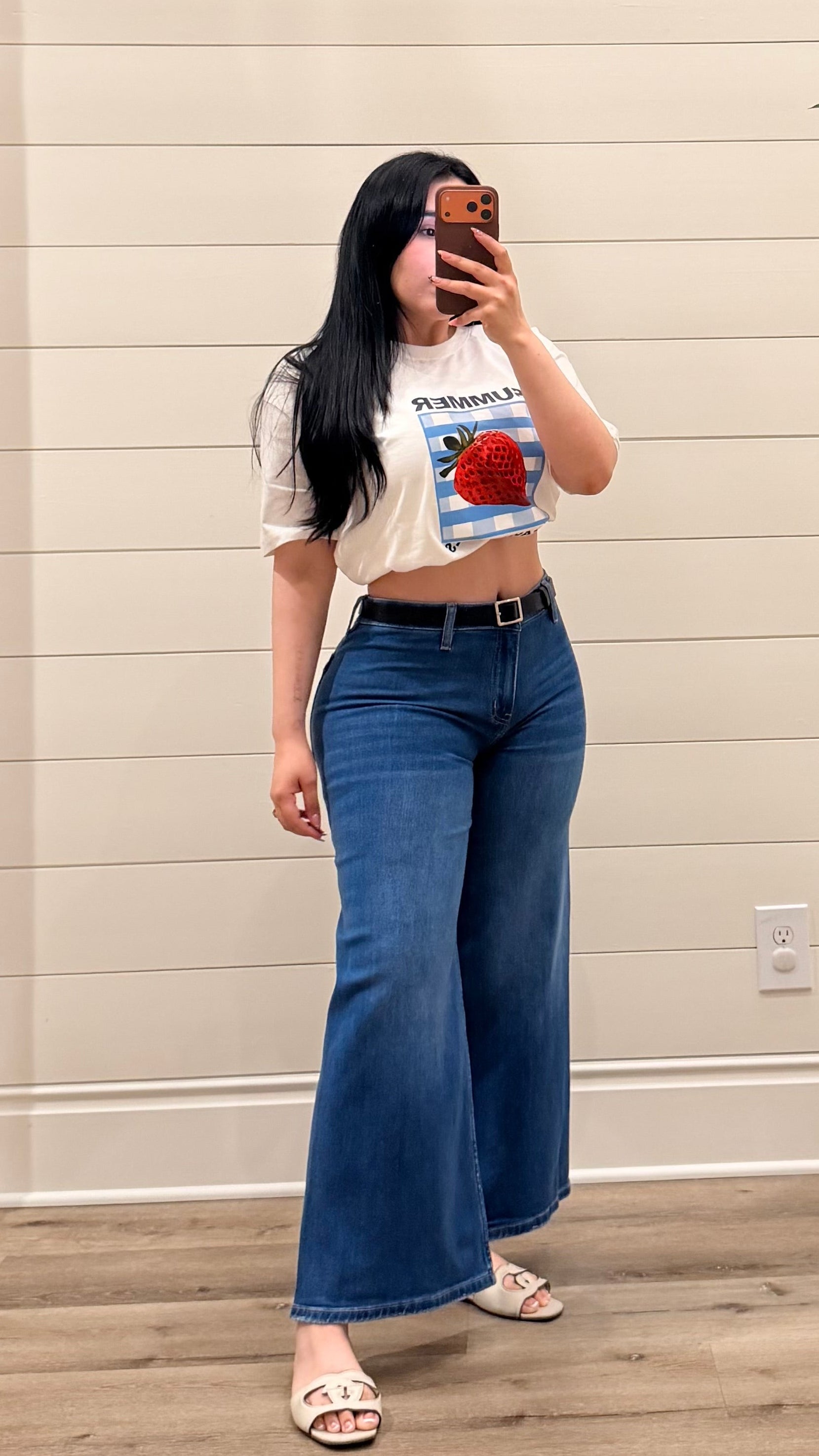 High Rise Belted Wide Leg Jeans
