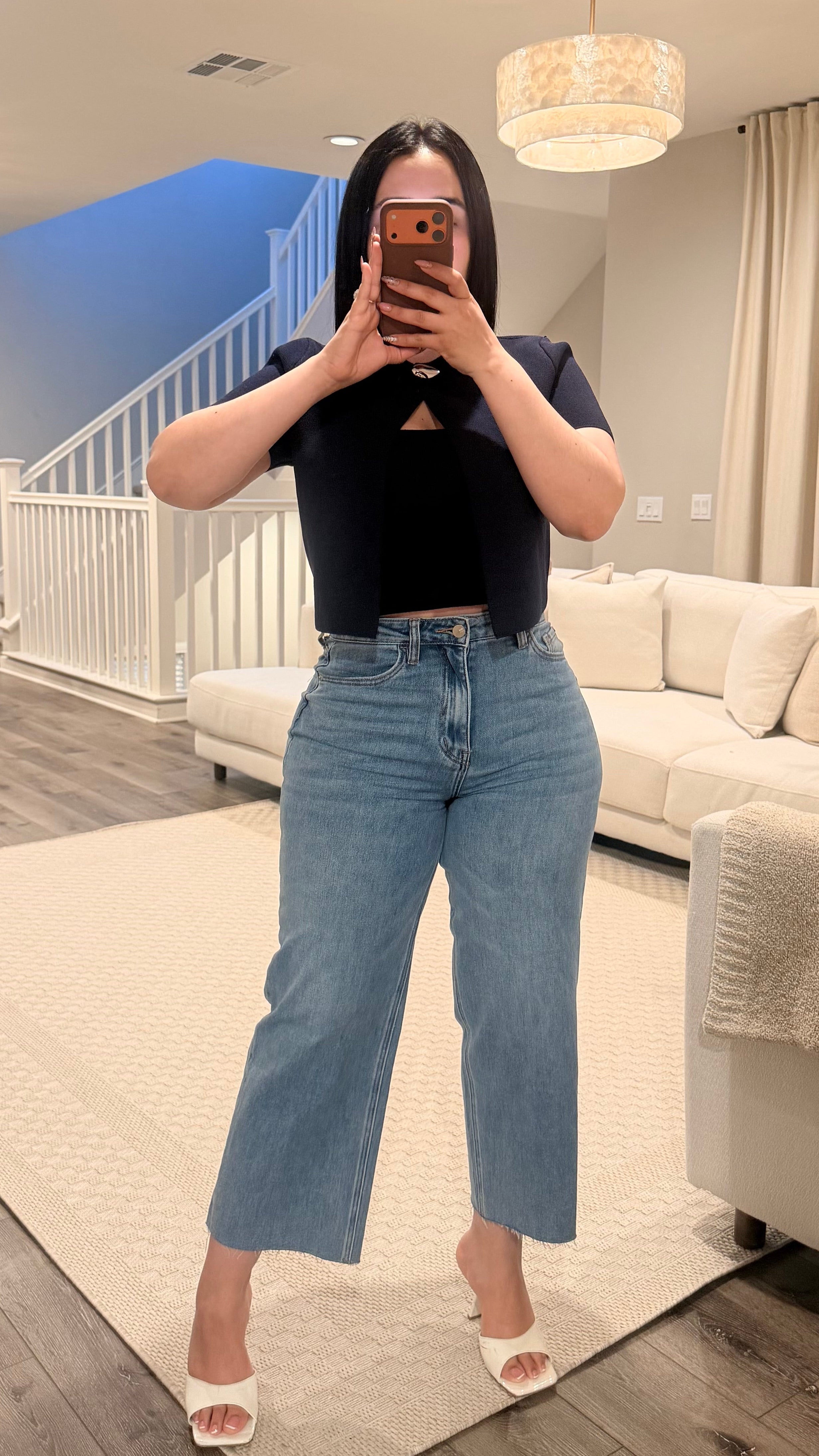 Cut Wide Leg Jeans