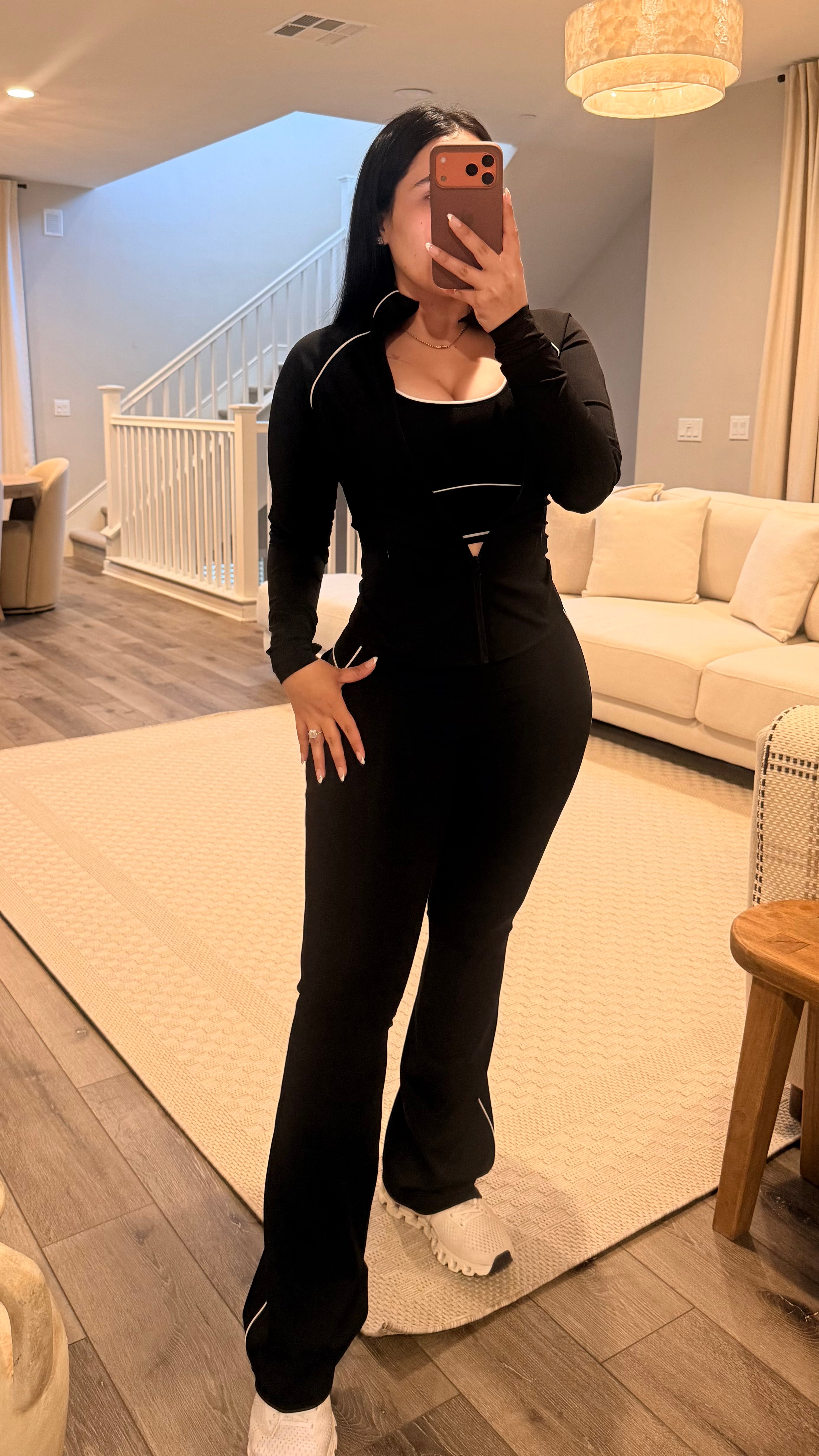 Black 3 Piece Wide Leg Workout Set