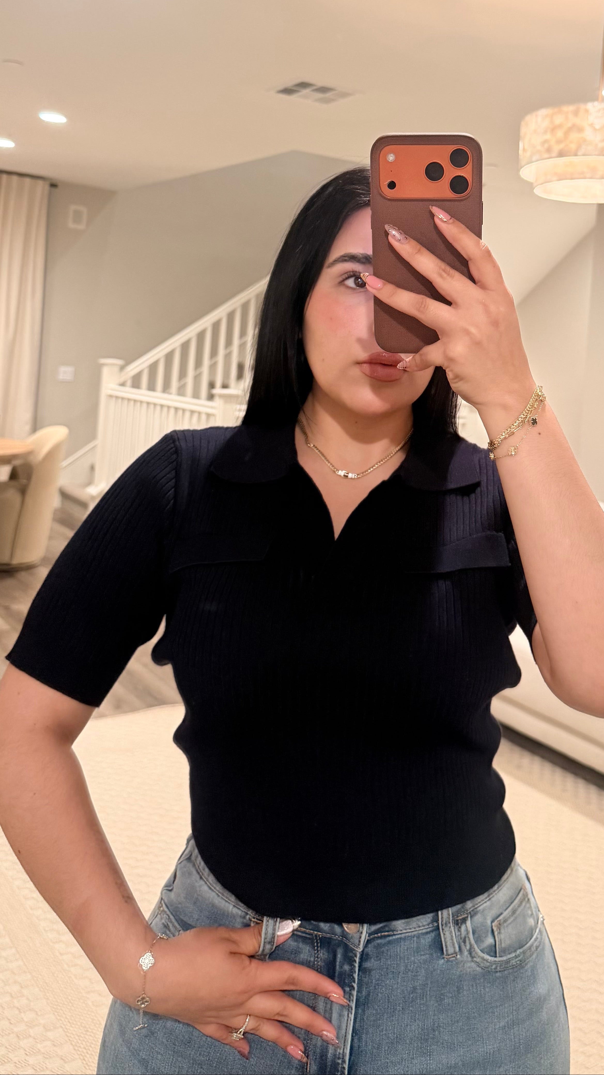 Natalia Navy Top