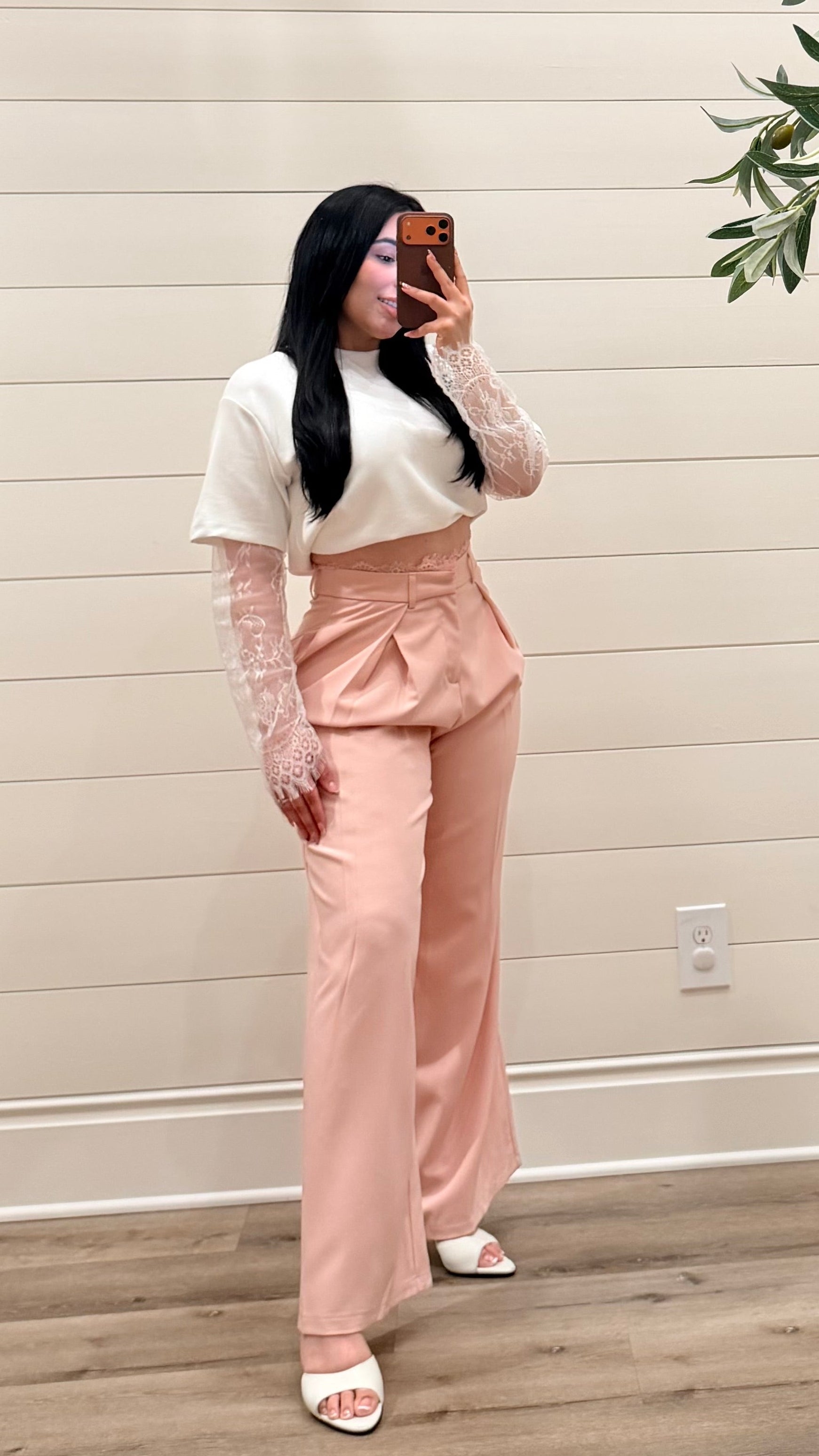 Pink Lace Dress Pants
