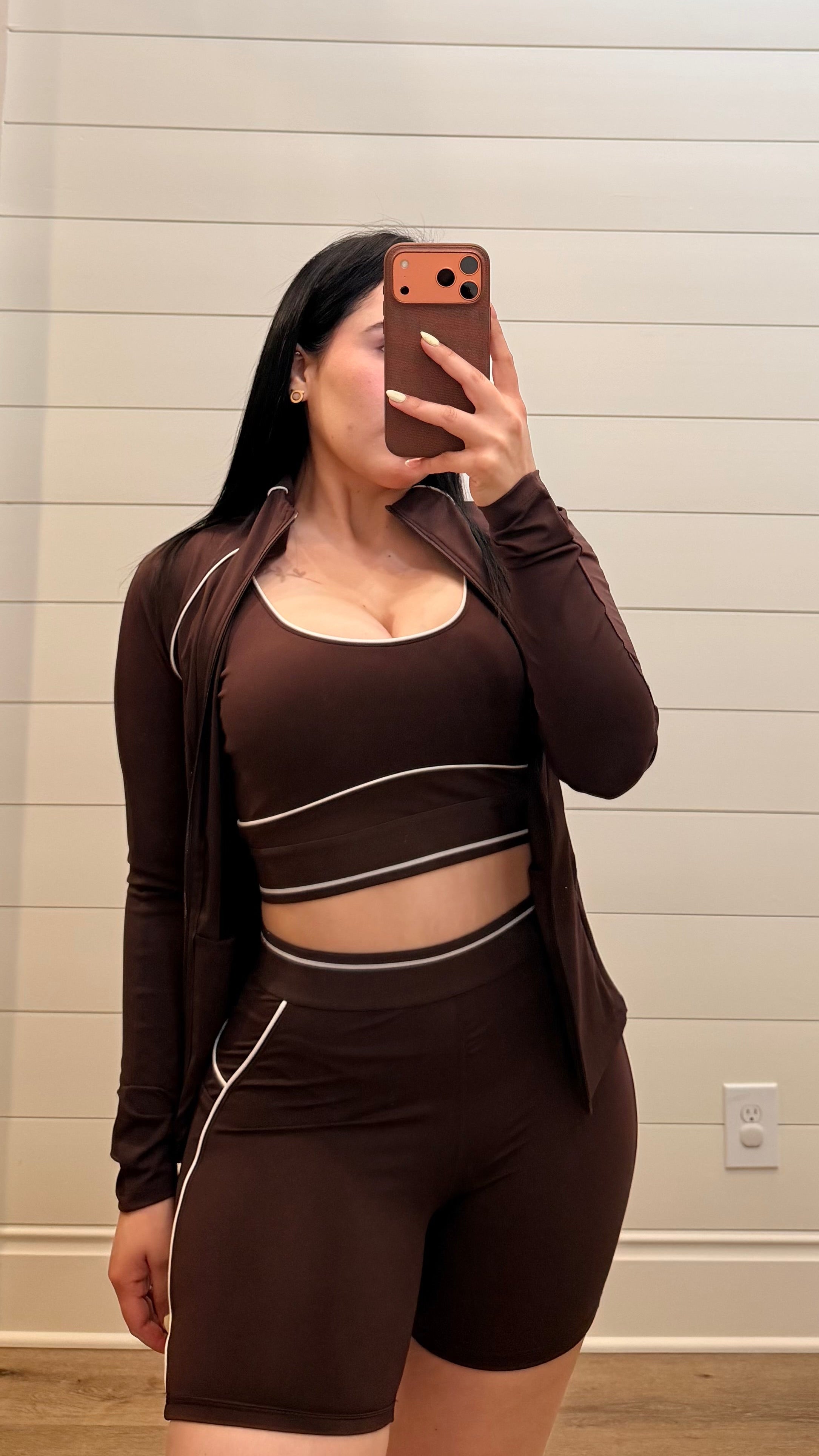 Brown 3 Piece Short Active Set