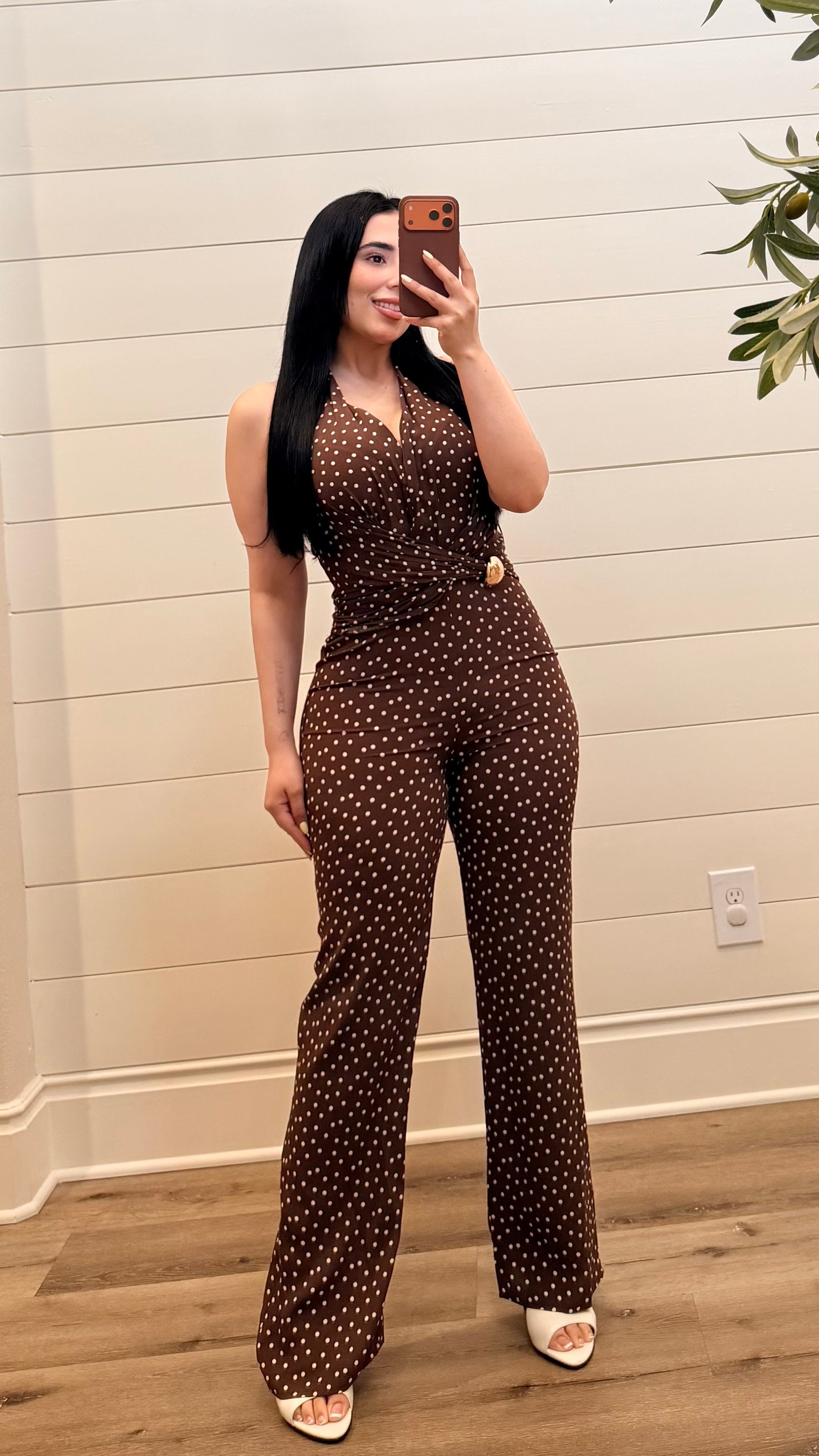 Brown Poka Jumpsuit