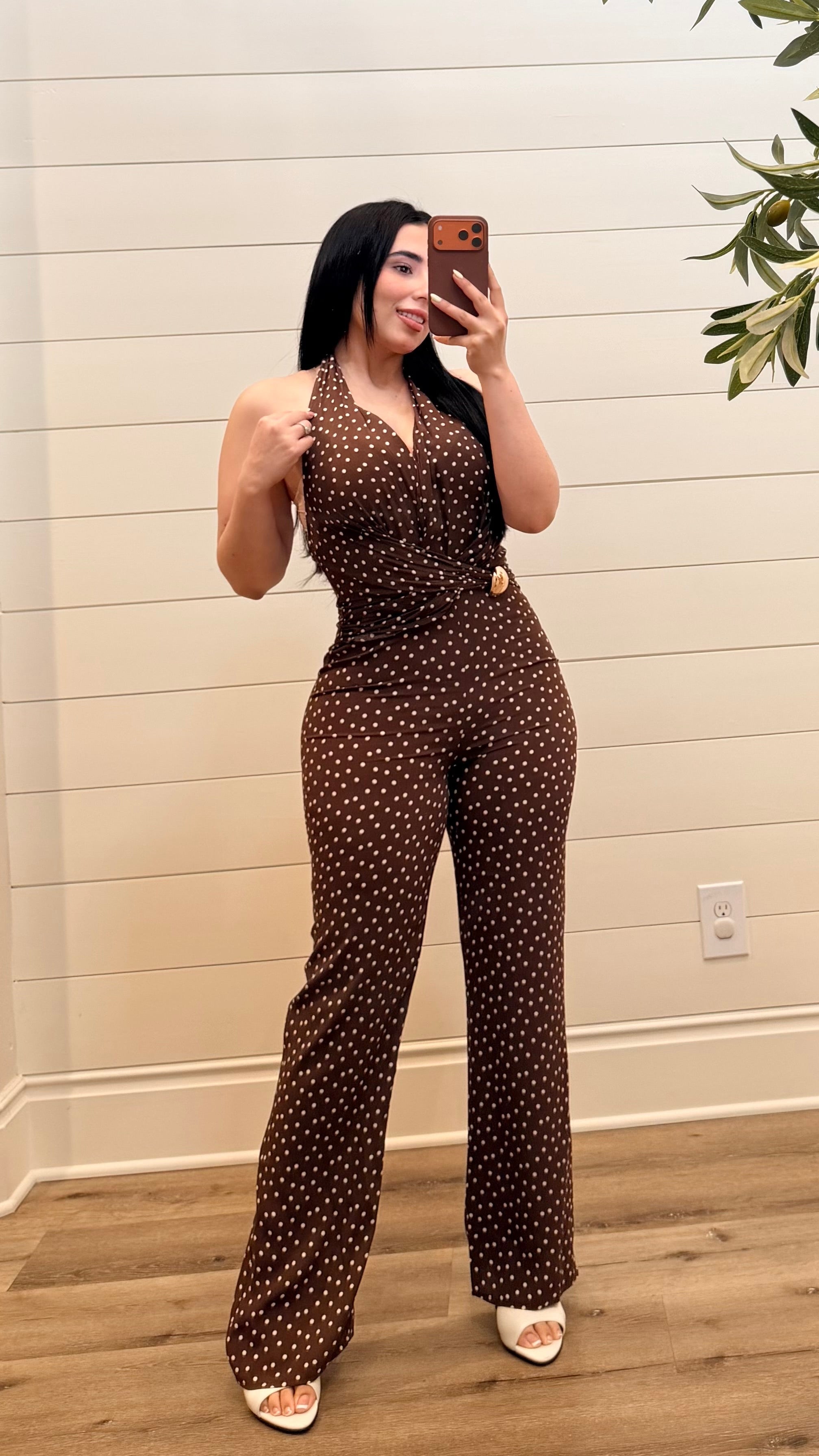 Brown Poka Jumpsuit
