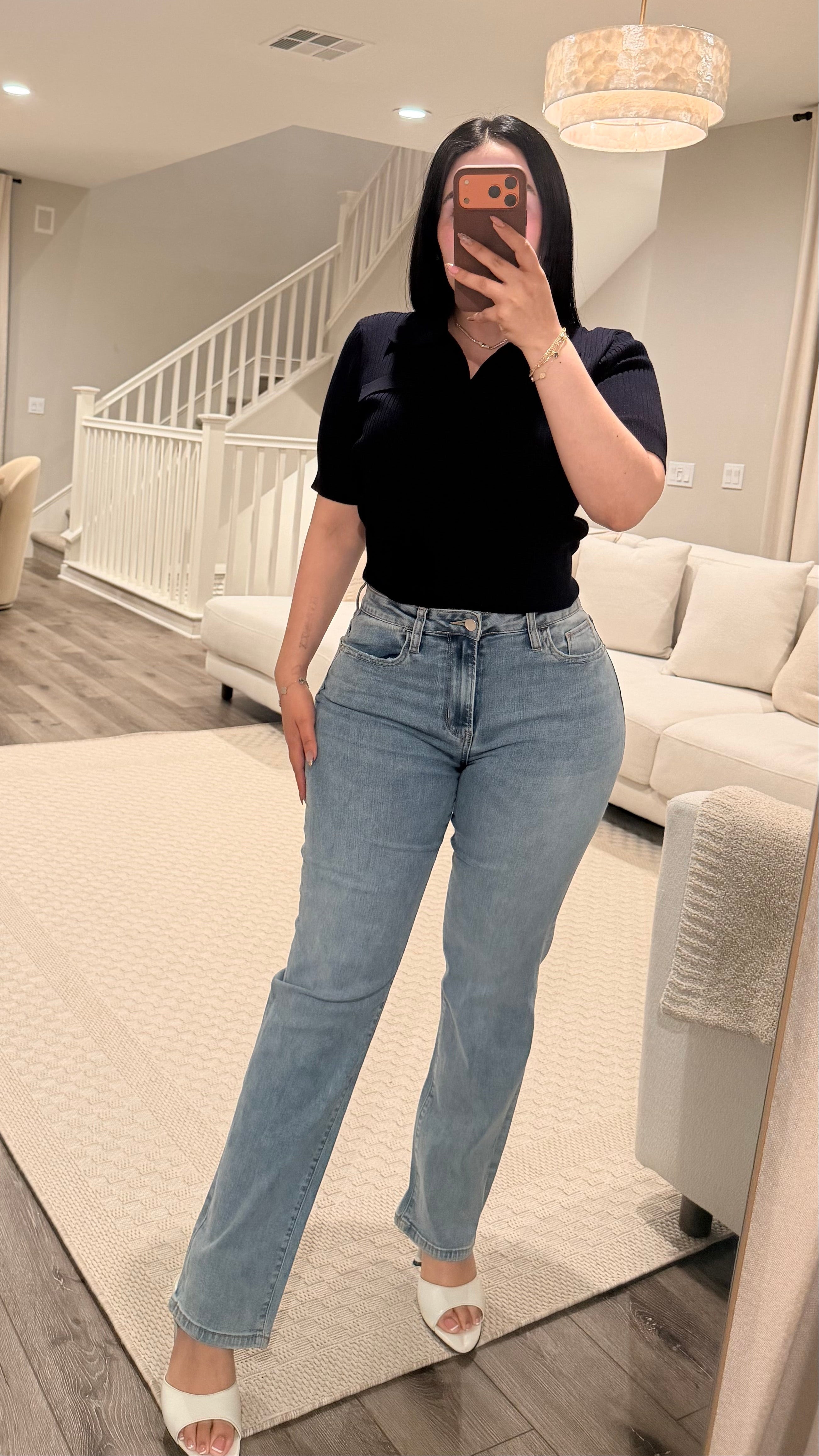 High Rise Straight Leg Jeans