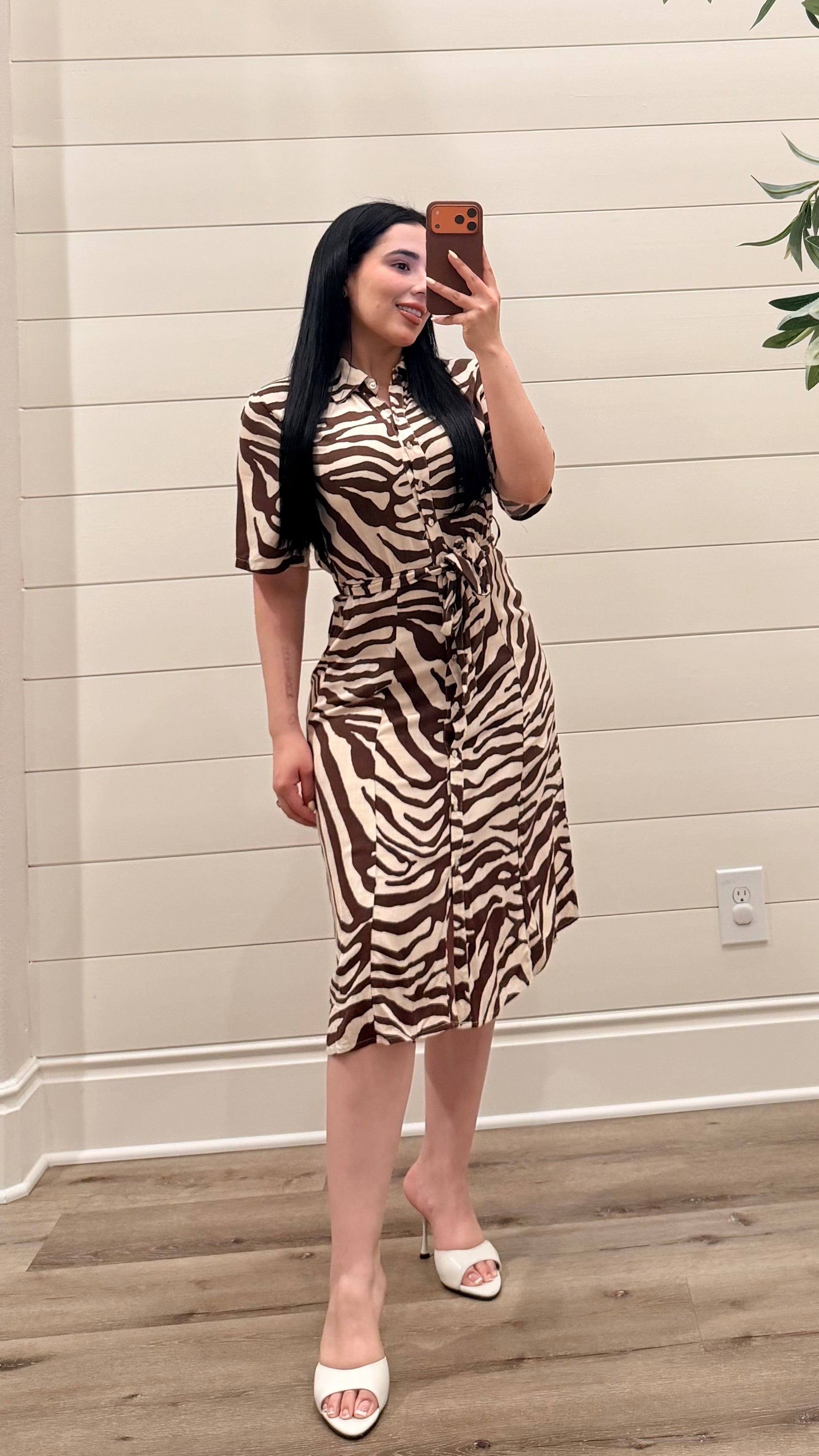 Nude Zebra Dress