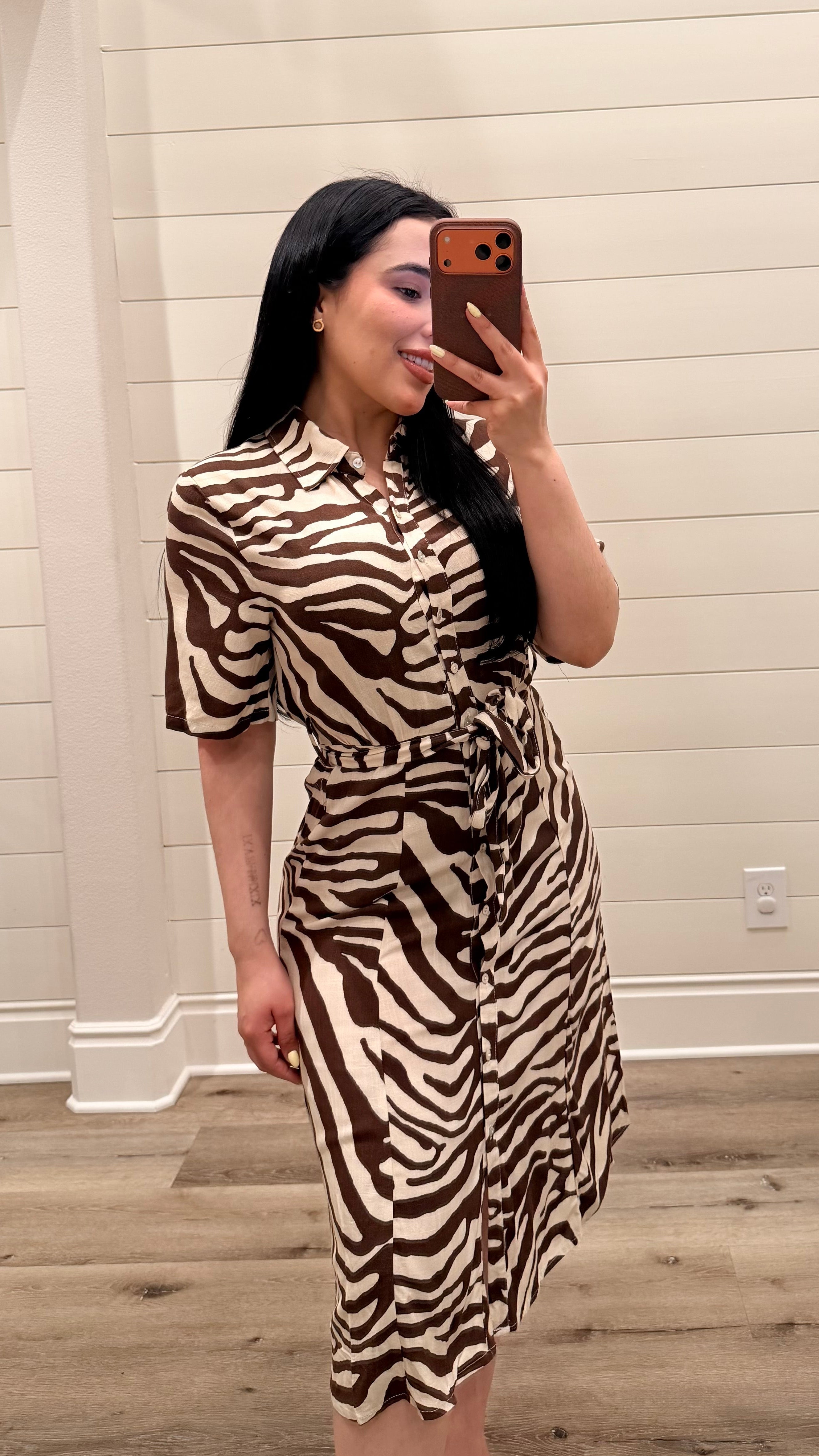Nude Zebra Dress