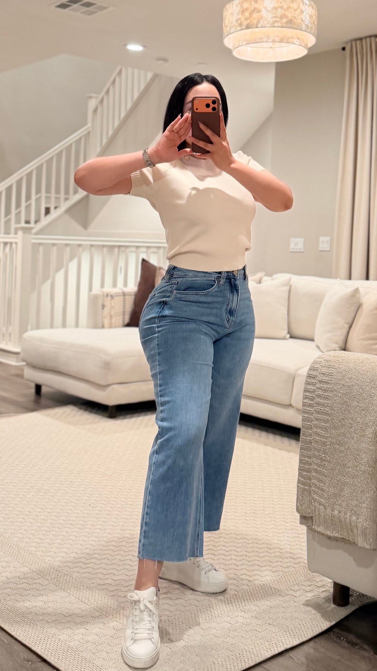 Cut Wide Leg Jeans