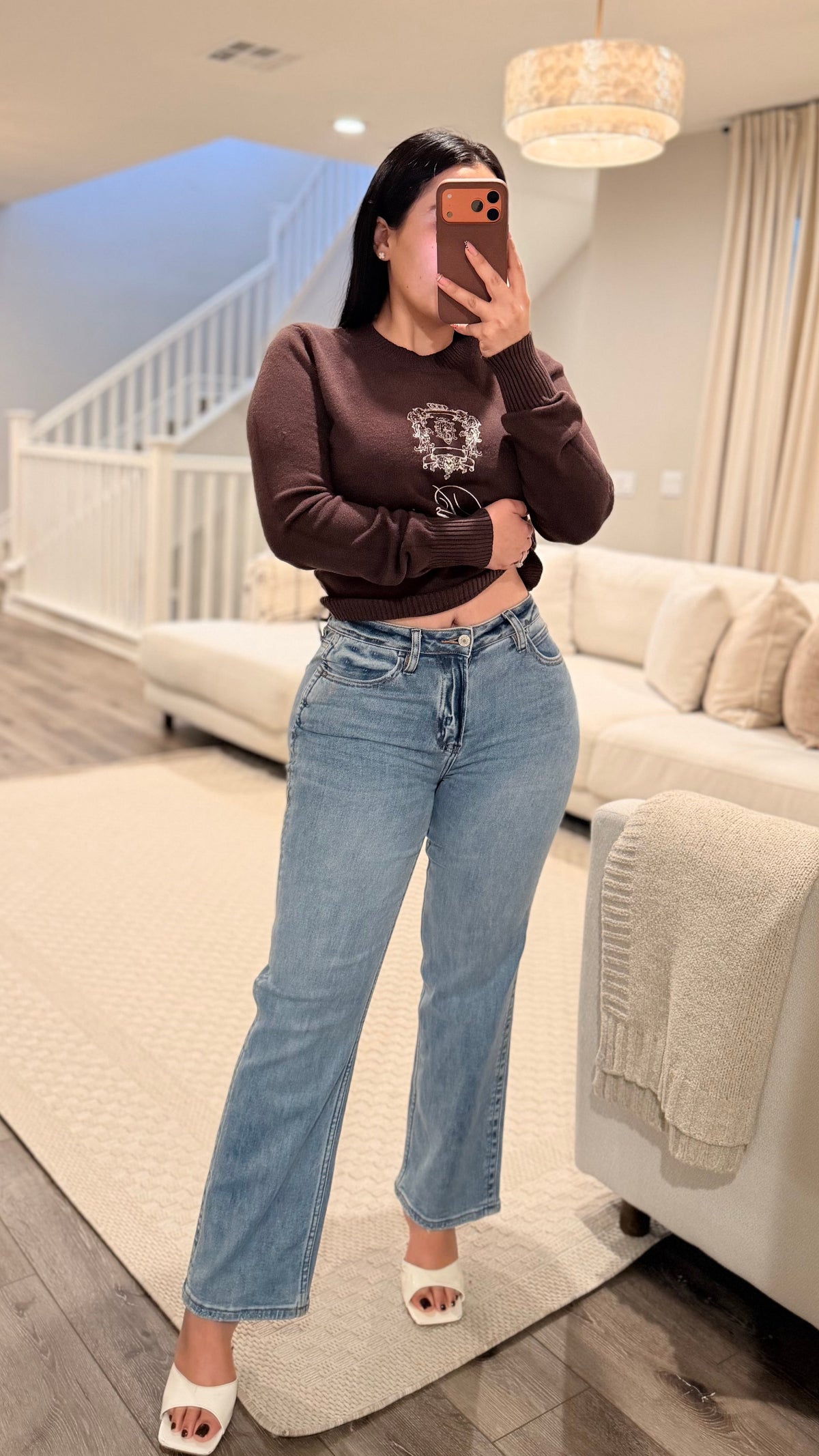 Tinted High Rise Straight Leg Jeans