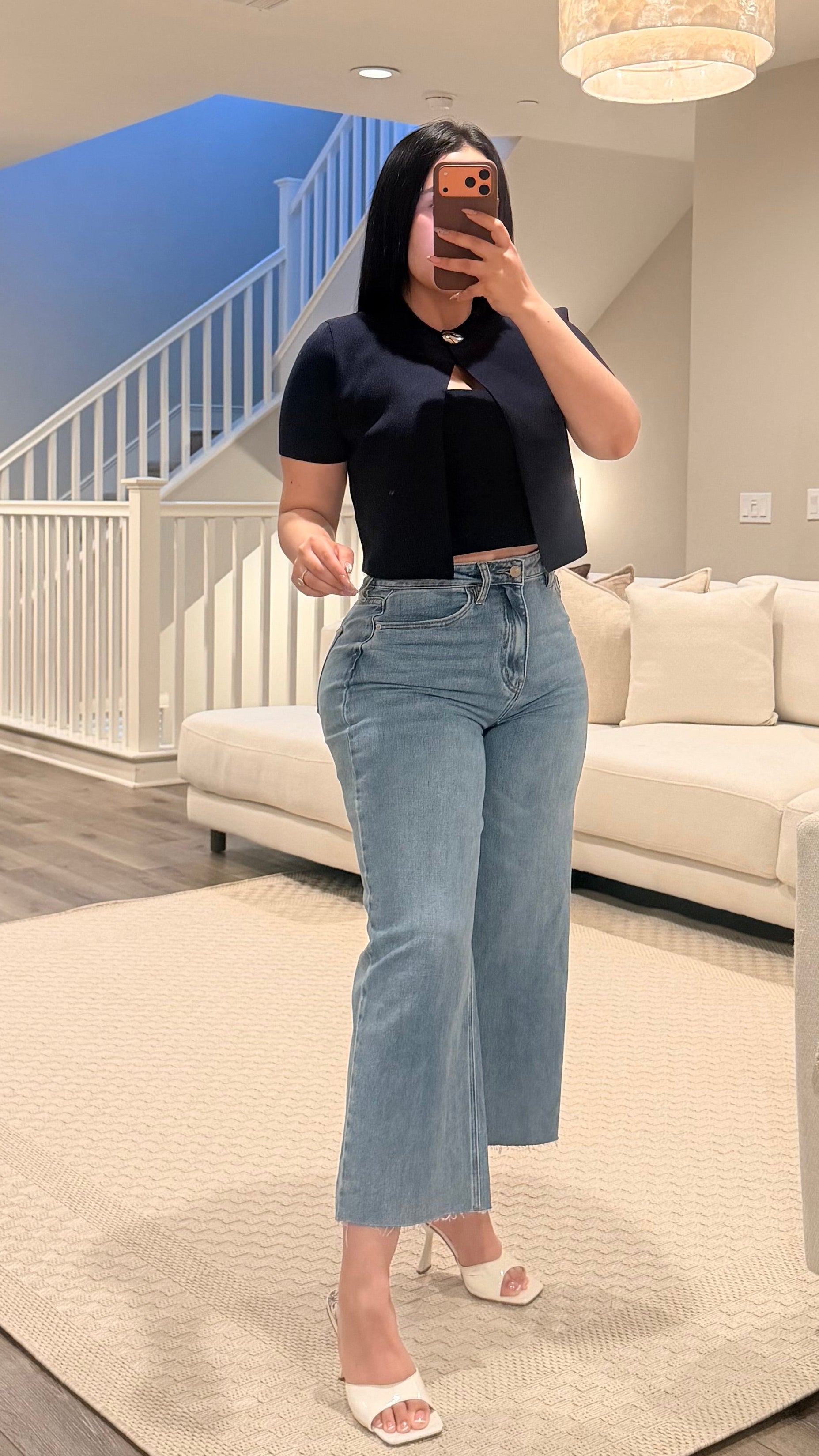 Cut Wide Leg Jeans