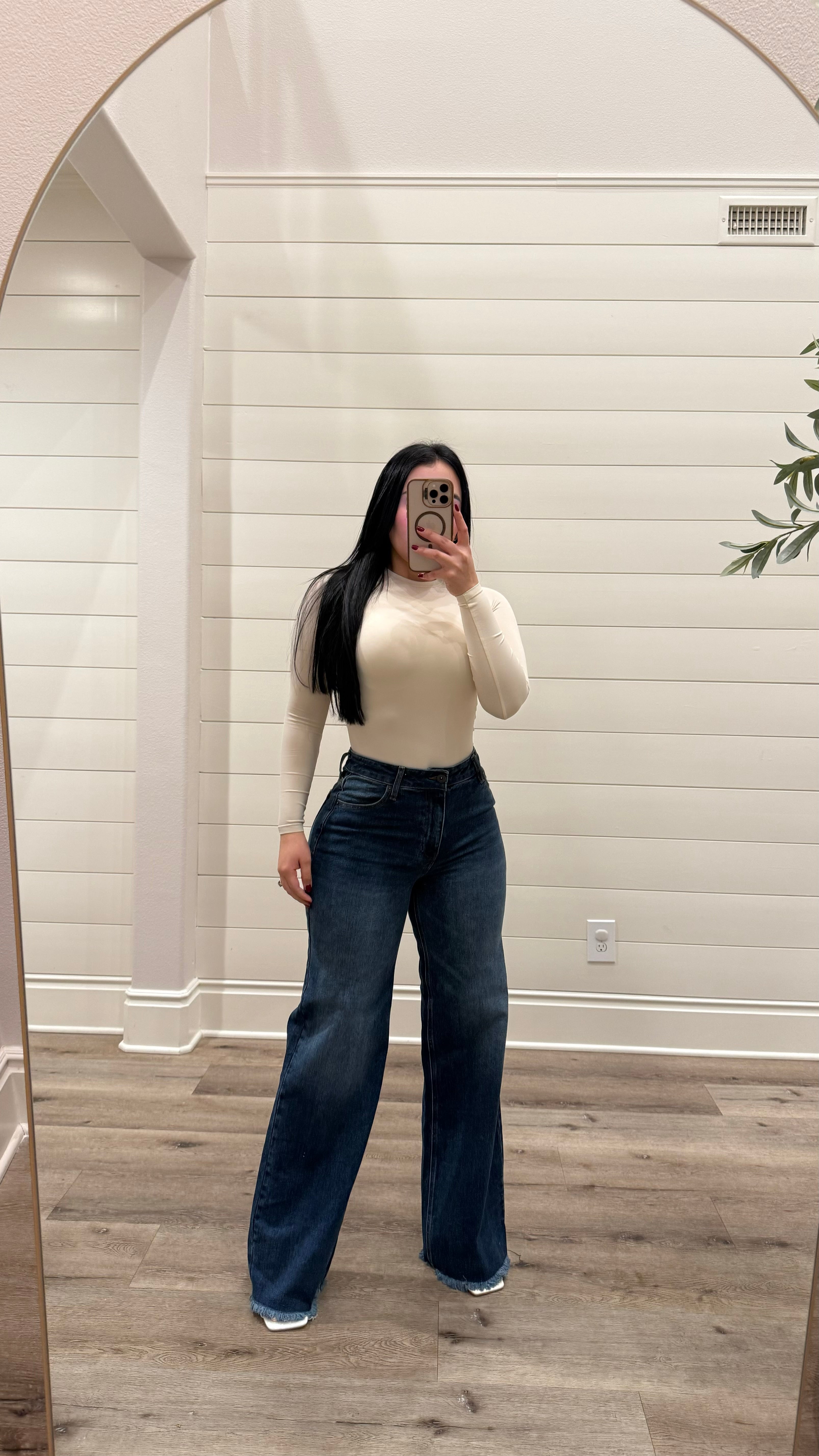 DARK HI-RISE WIDE LEG JEANS