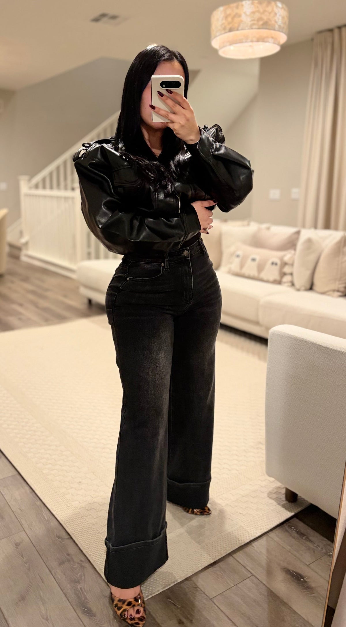 Black Wash Wide Leg Jeans
