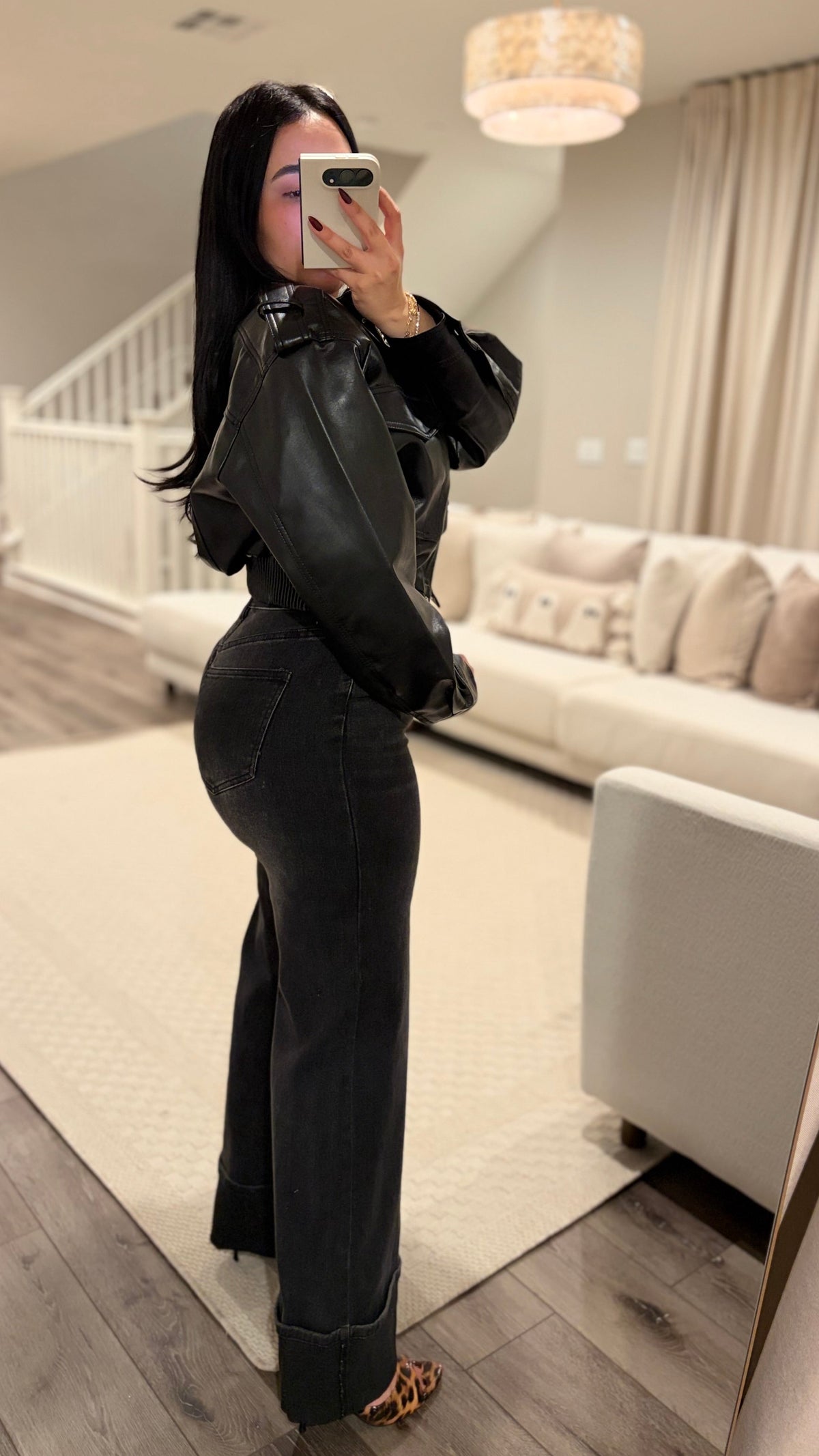 Black Wash Wide Leg Jeans